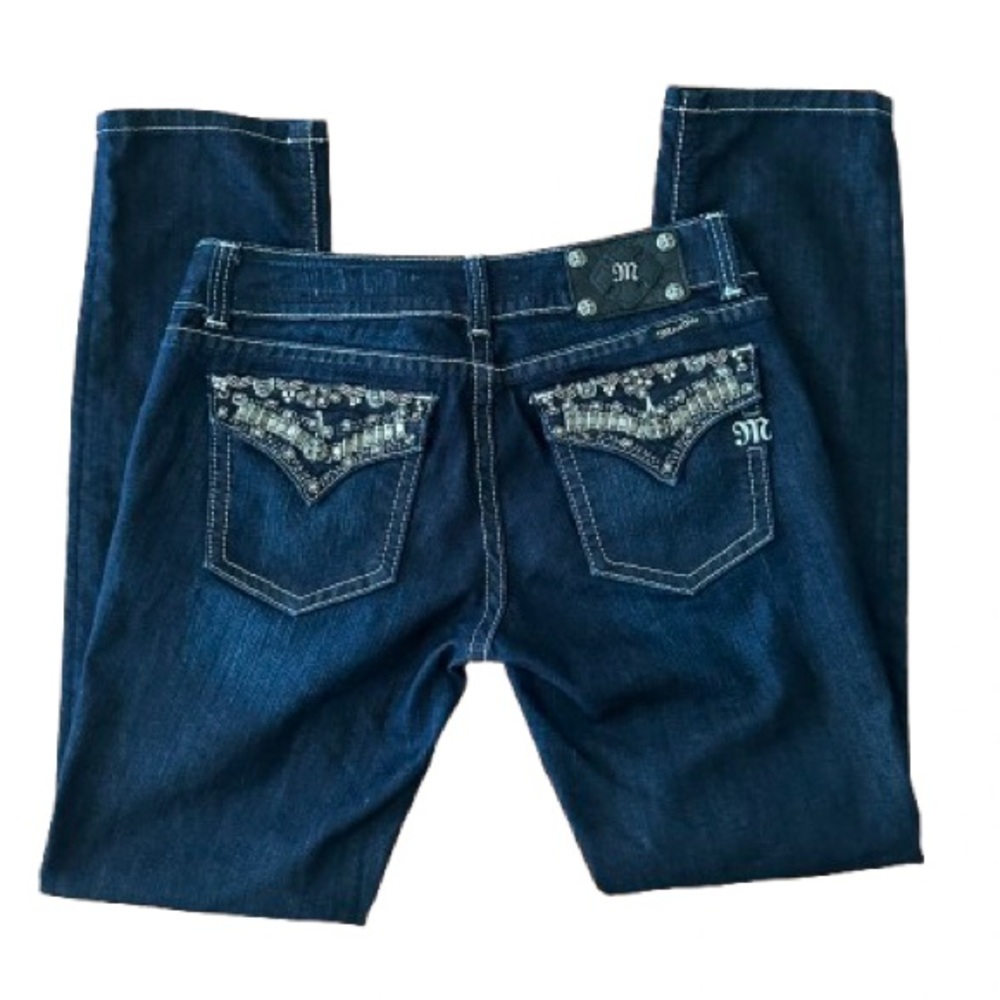 Miss Me Boot Cut Jeans - Indigo with Silver Details